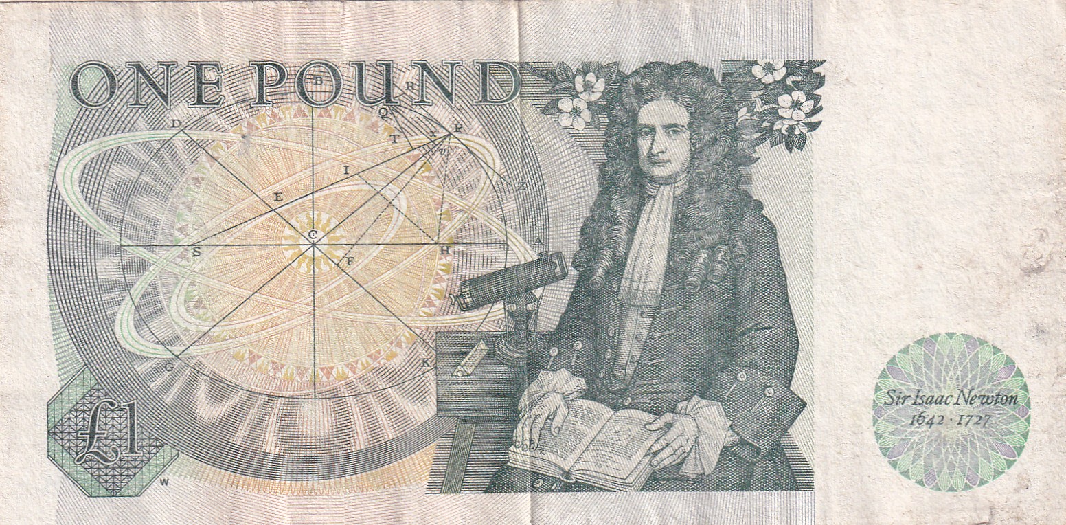 United Kingdom (England) 1 Pound (Elizabeth II Sir Isaac Newton 1642-1727) Rare Note #B-2