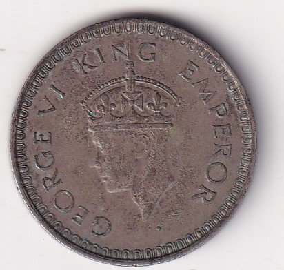 India - British 1 Rupee 1943 (Rare Date) - George VI Rare Silver Coin