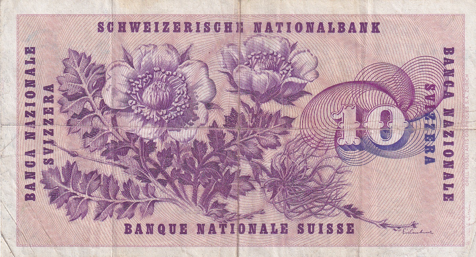 Switzerland 10 Francs (5th series) Rare Note #B-2