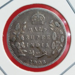 Half Rupee Silver Coin Edward VII 1908