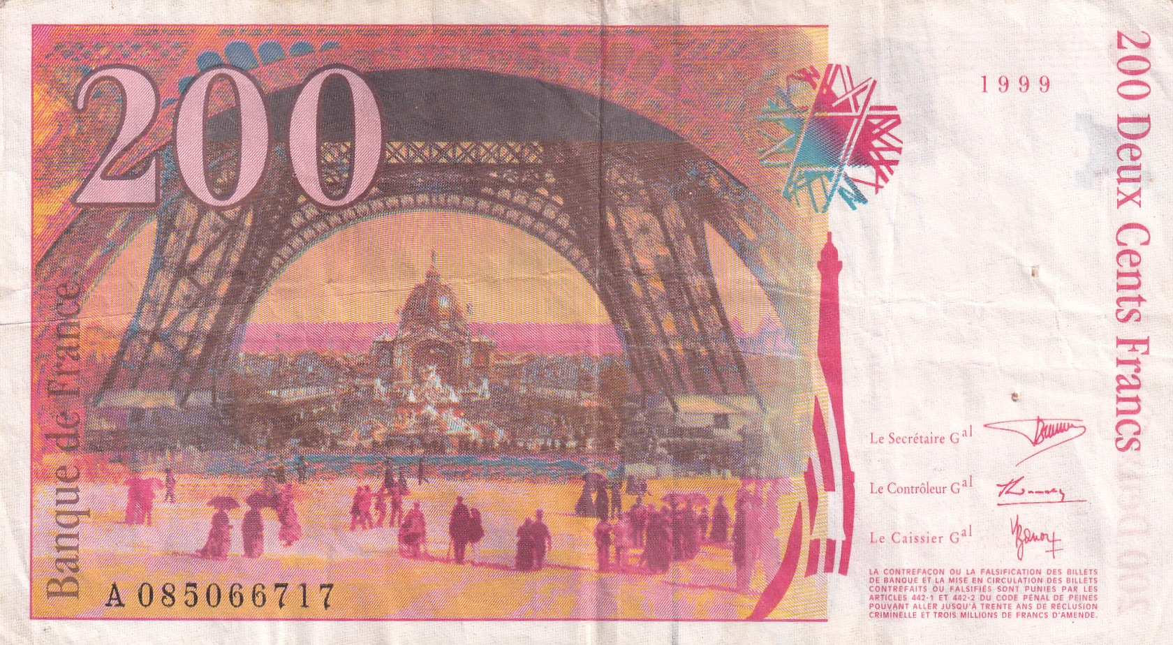 France 200 Francs Gustave Eiffel , Rare World Note #B2