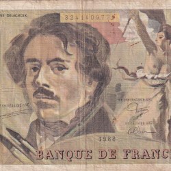 100 French Francs (Eugene Delacroix) Rare World Note#B2
