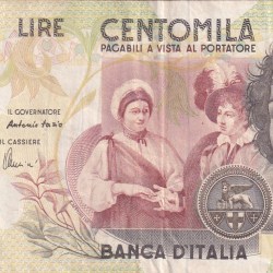 Italy 100 000 Lire Caravaggio - 2nd type Rare World Note #B2