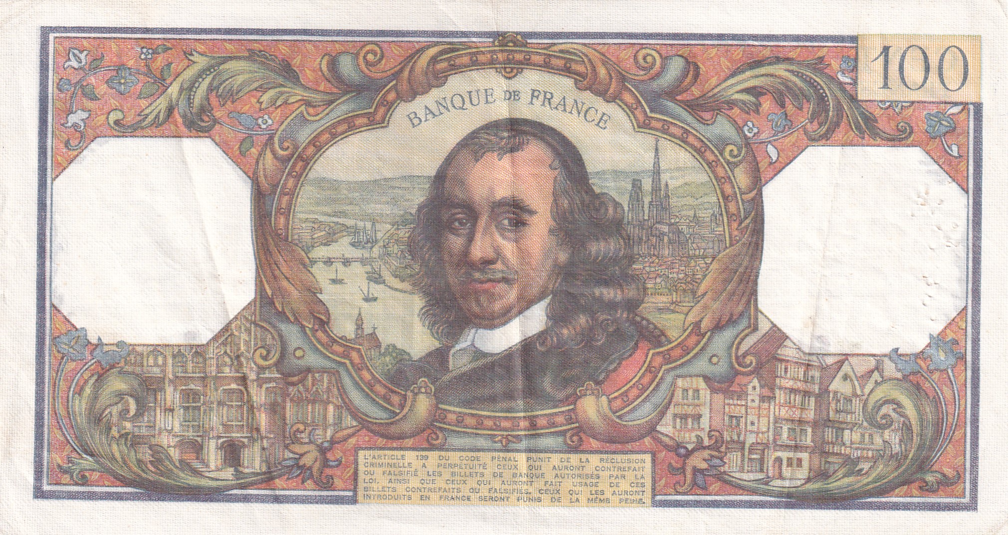 France 100 Francs Corneille Rare World Note #B2