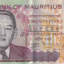 Mauritius 25 Rupees Rare Polymer World Note#B2