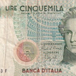 Italy 5000 Lire (Bellini) Rare World Note#B2