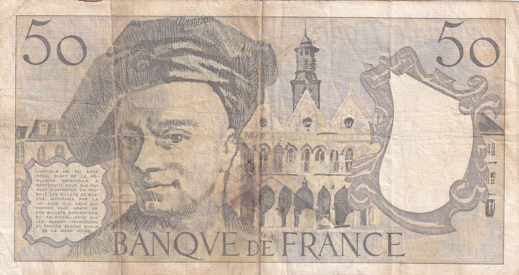 France 50 Francs Rare World Note#B2