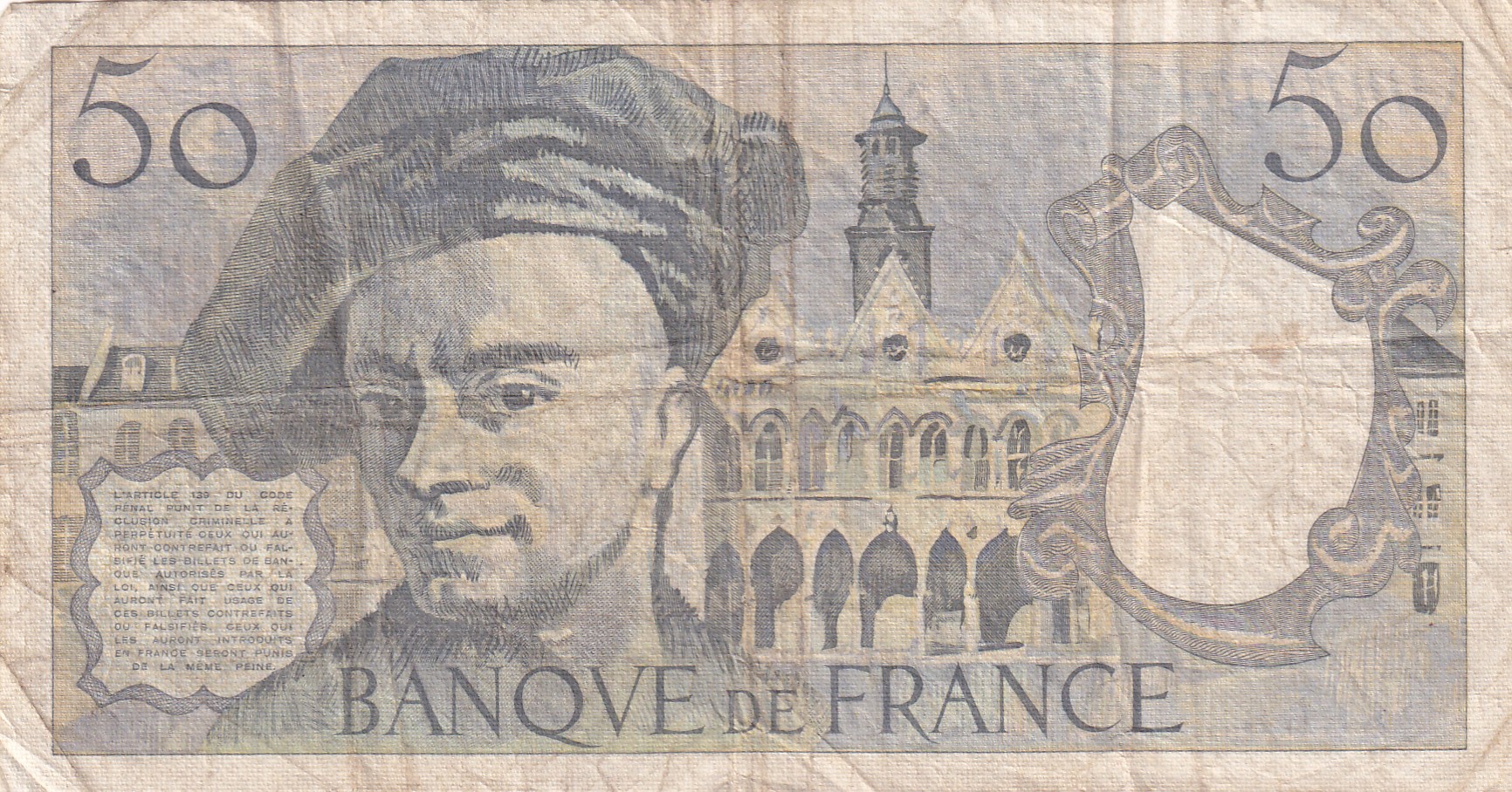 France 50 Francs Rare World Note#B2