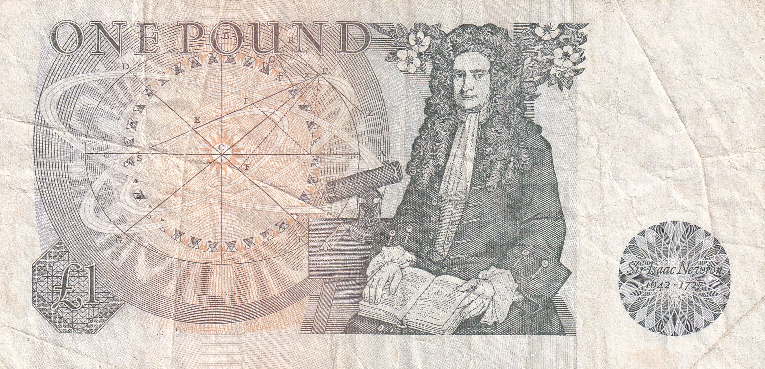 United Kingdom › England 1 Pound - Elizabeth II Sir Isaac Newton Rare World Note #B2