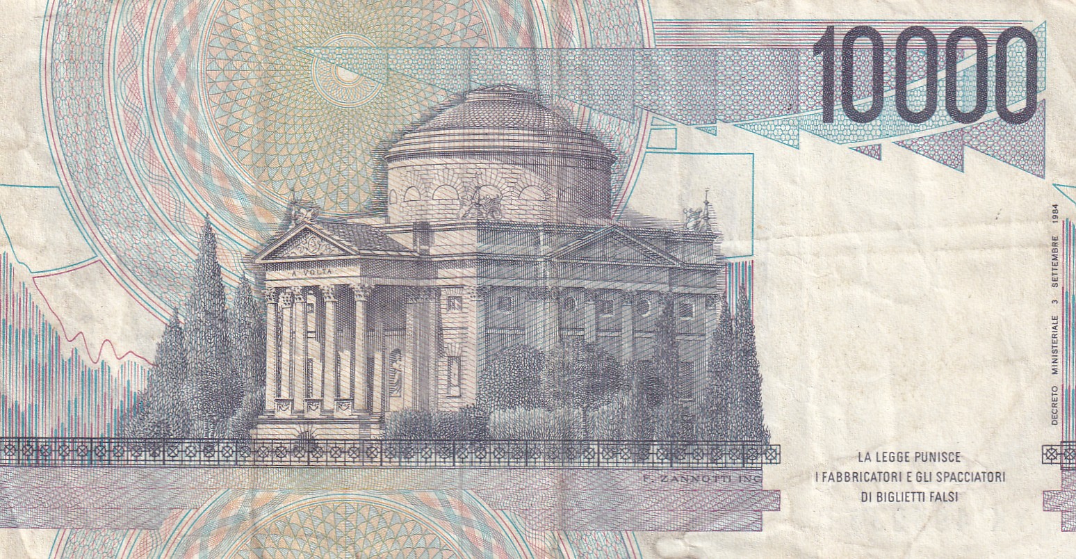 Italy 10 000 Lire (Volta) Rare World Note#B2