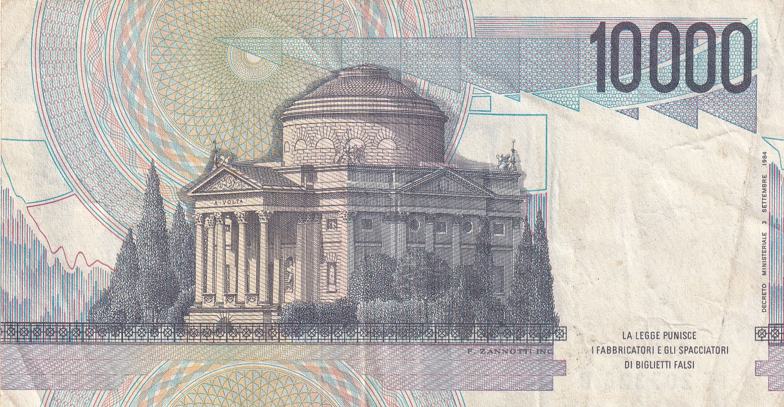 Italy 10 000 Lire (Volta) Rare World Note#B2