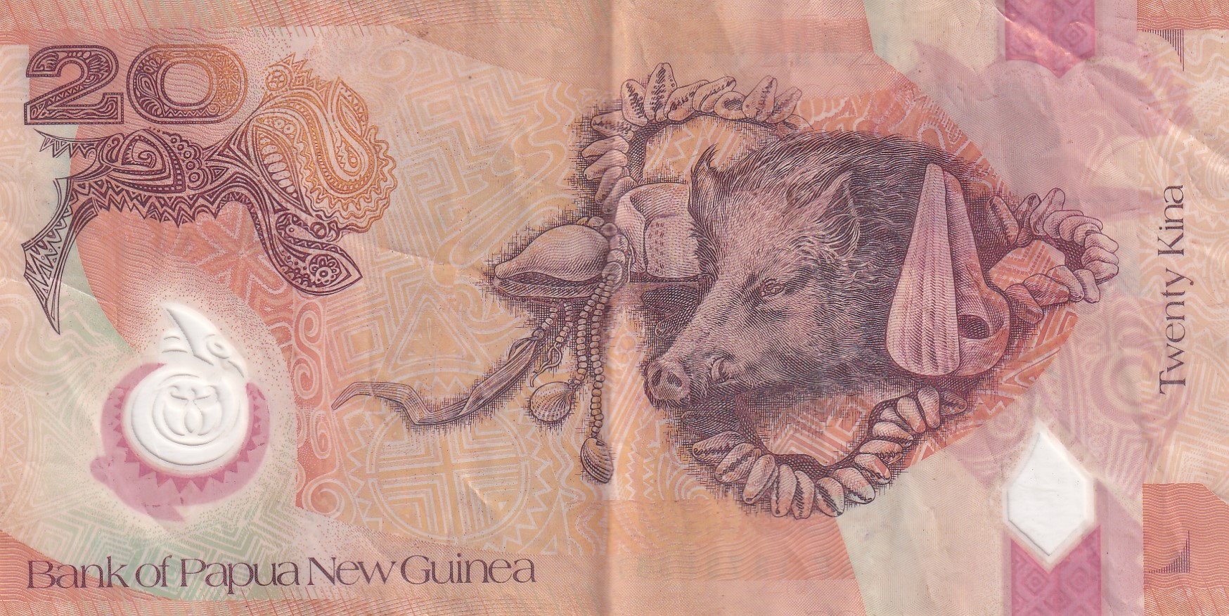 Papua New Guinea 20 Kina reduced size Rare World Polymer Note #B2