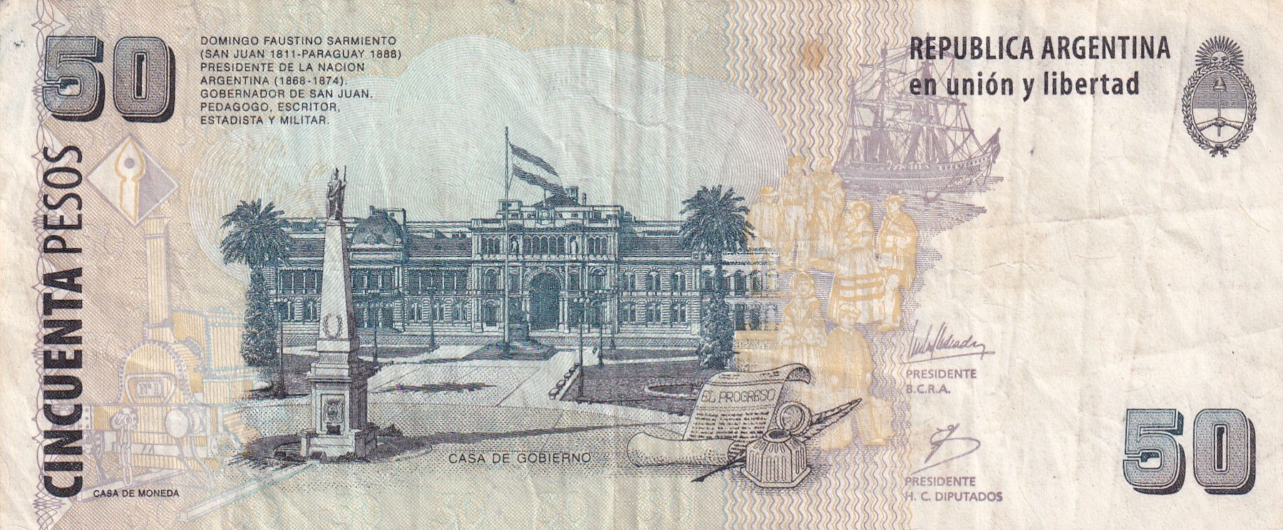 Argentina 50 Pesos Rare World Note#B2