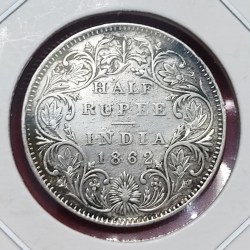 Half Rupee Silver Coin Victoria Queen 1862
