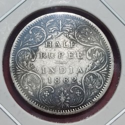 Half Rupee Silver Coin Victoria Queen 1862