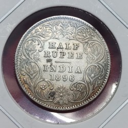 Half Rupee Silver Coin Victoria Empress 1896 Calcutta