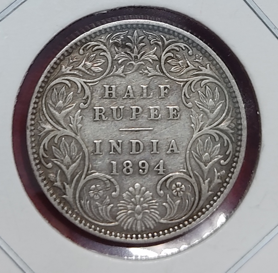Half Rupee Silver Coin Victoria Empress 1894 Bombay