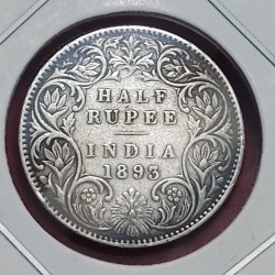 Half Rupee Silver Coin Victoria Empress 1893 Bombay Mint