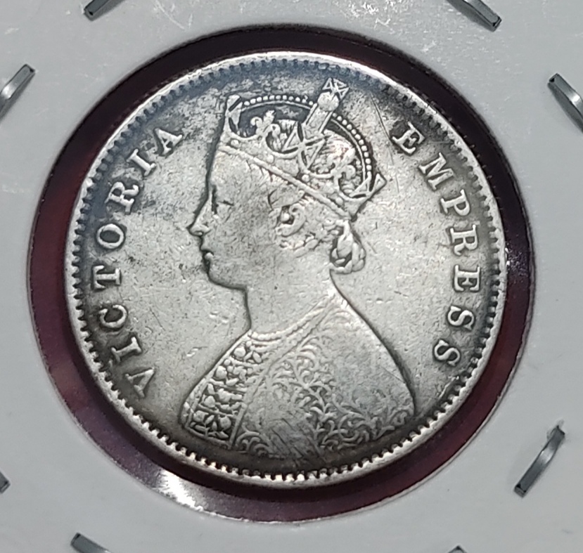 Half Rupee Silver Coin Victoria Empress 1893 Bombay Mint