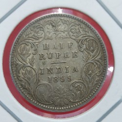 Half Rupee Silver Coin Victoria Empress 1899 Bombay