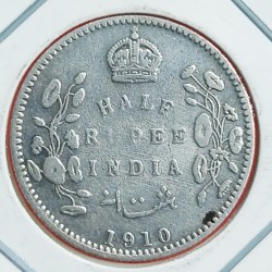 Half Rupee Silver Coin King Edward 1910