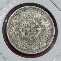 Half Rupee Silver Coin George V 1925 Calcutta