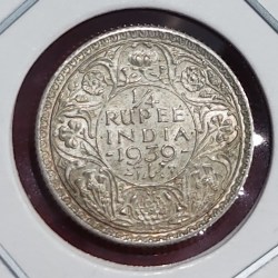 1/4 Rupee Silver Coin 1939 Bombay Mint