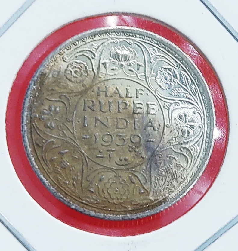 Half Rupee Silver Coin 1939 Bombay Mint