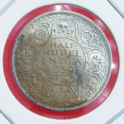 Half Rupee Silver Coin 1939 Bombay Mint