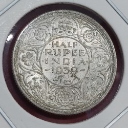 Half Rupee Silver Coin 1939 Calcutta Mint