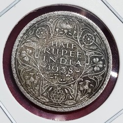 Half Rupee Silver Coin 1938 Bombay Mint