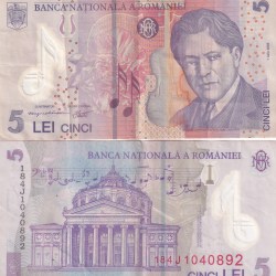 Romania 5 Lei COA with crown lowest price Rare Polymer Note #Q