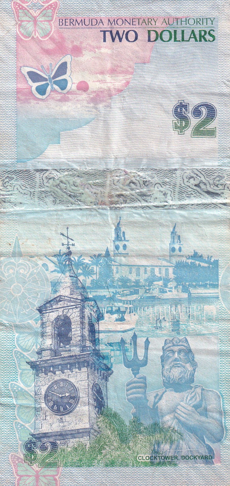 United Kingdom ; Bermuda 2 Dollars - Elizabeth II Bluebird Rare Note #B2