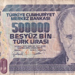 Turkey 500 000 Lira Rare World Note#B2
