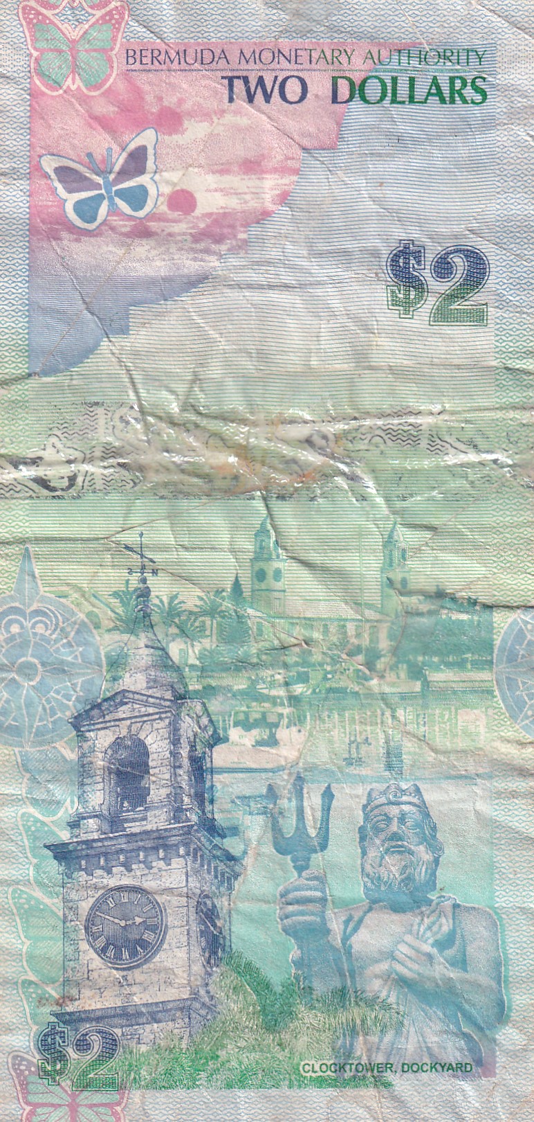 United Kingdom ; Bermuda 2 Dollars - Elizabeth II Bluebird Rare Note #B2
