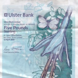 United Kingdom › Northern Ireland 5 Pounds Ulster Bank Rare Polymer Note #B2