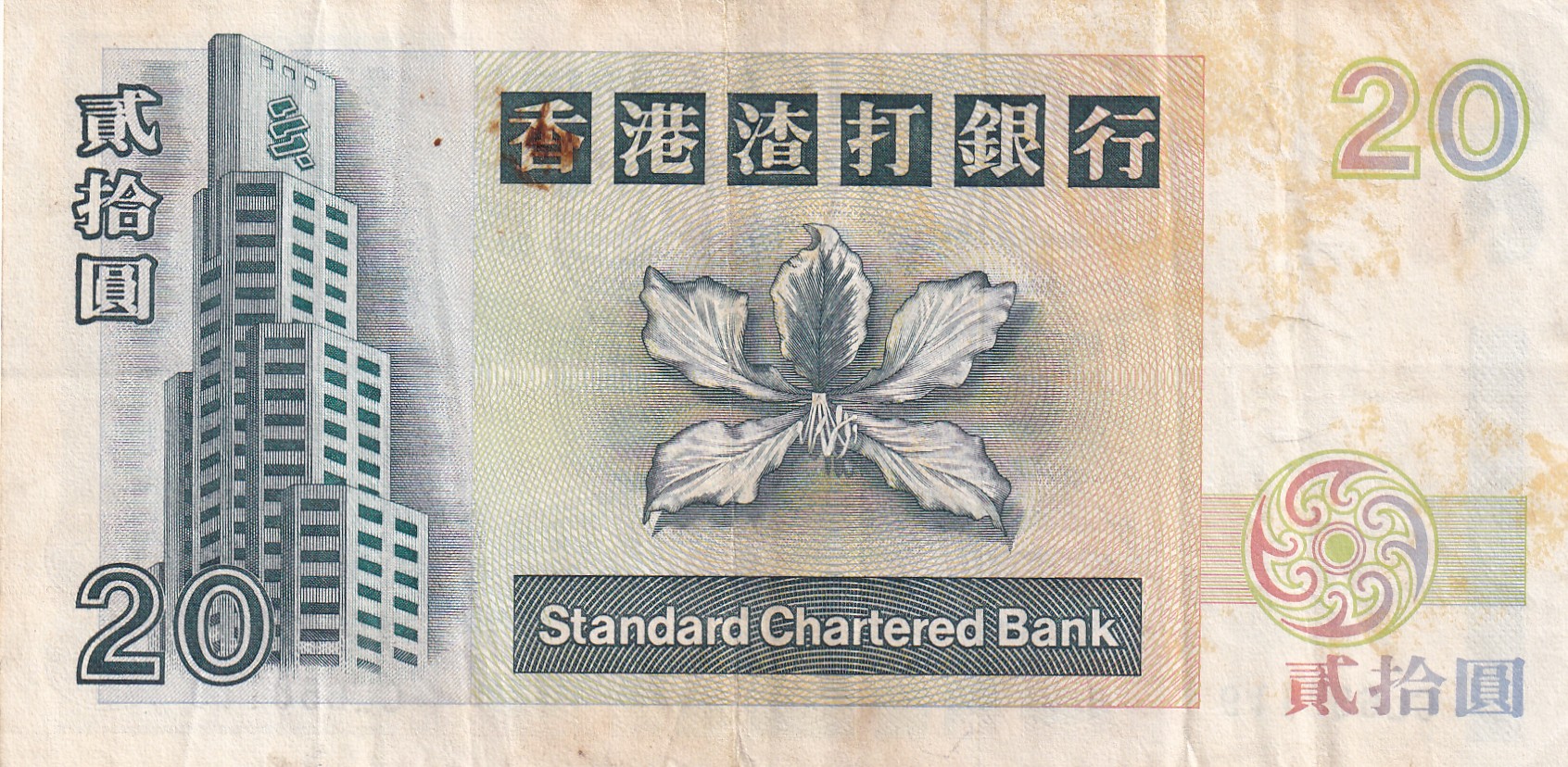 Hong Kong 20 Dollars Rare World Note#B2