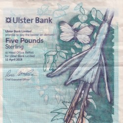 United Kingdom › Northern Ireland 5 Pounds Ulster Bank Rare Polymer Note #B2