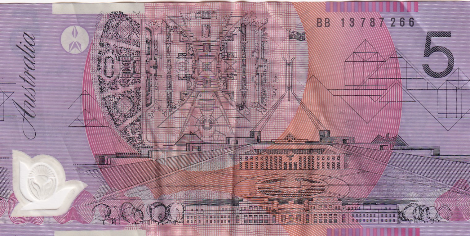 Australia 5 Dollars (Elizabeth II) Rare Polymer World Note#B2