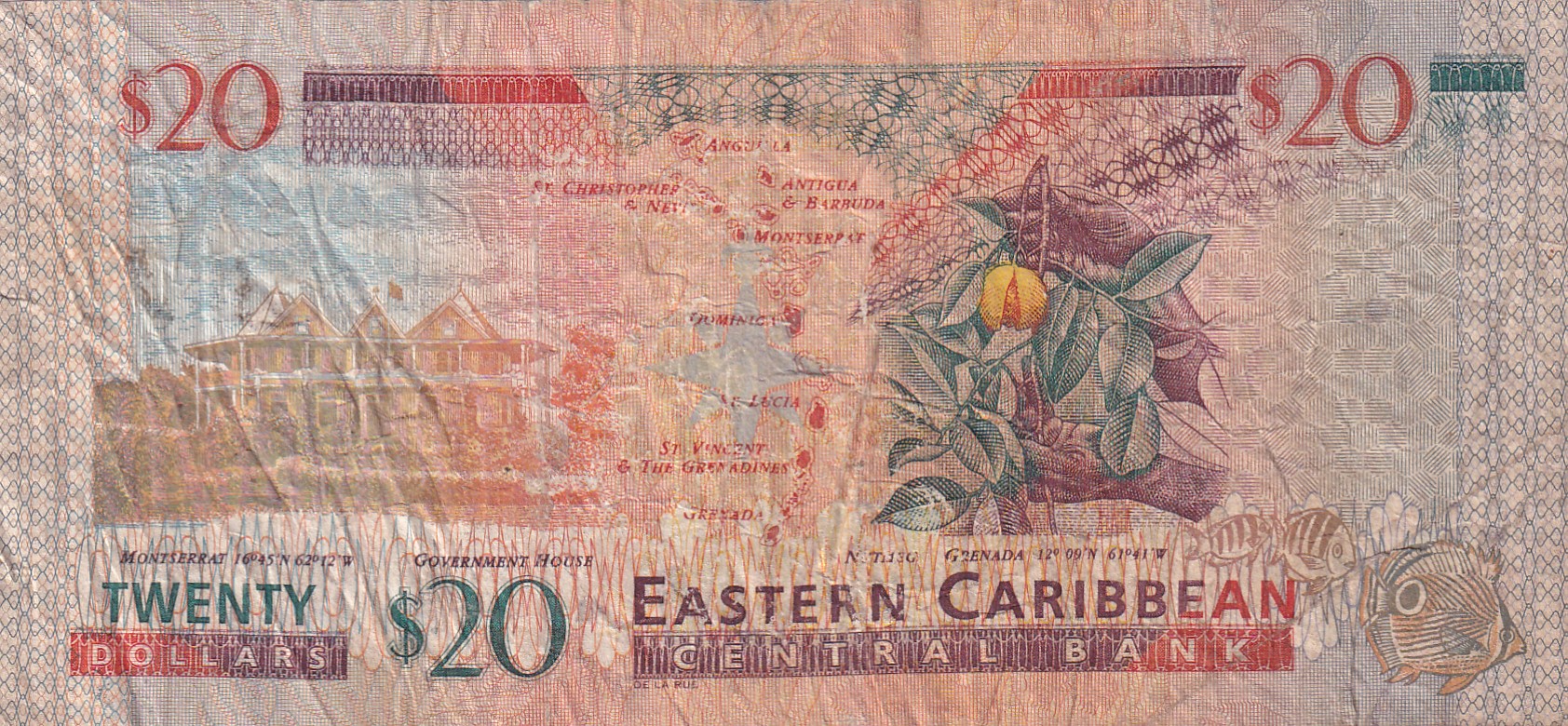 Eastern Caribbean States 20 Dollars World Note #B2