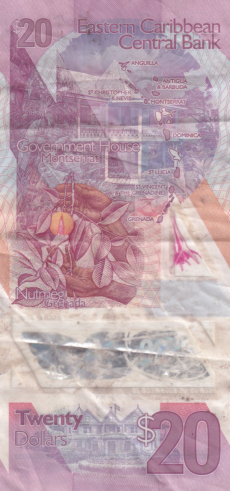 Eastern Caribbean States 20 Dollars rare Polymer World Note #B2