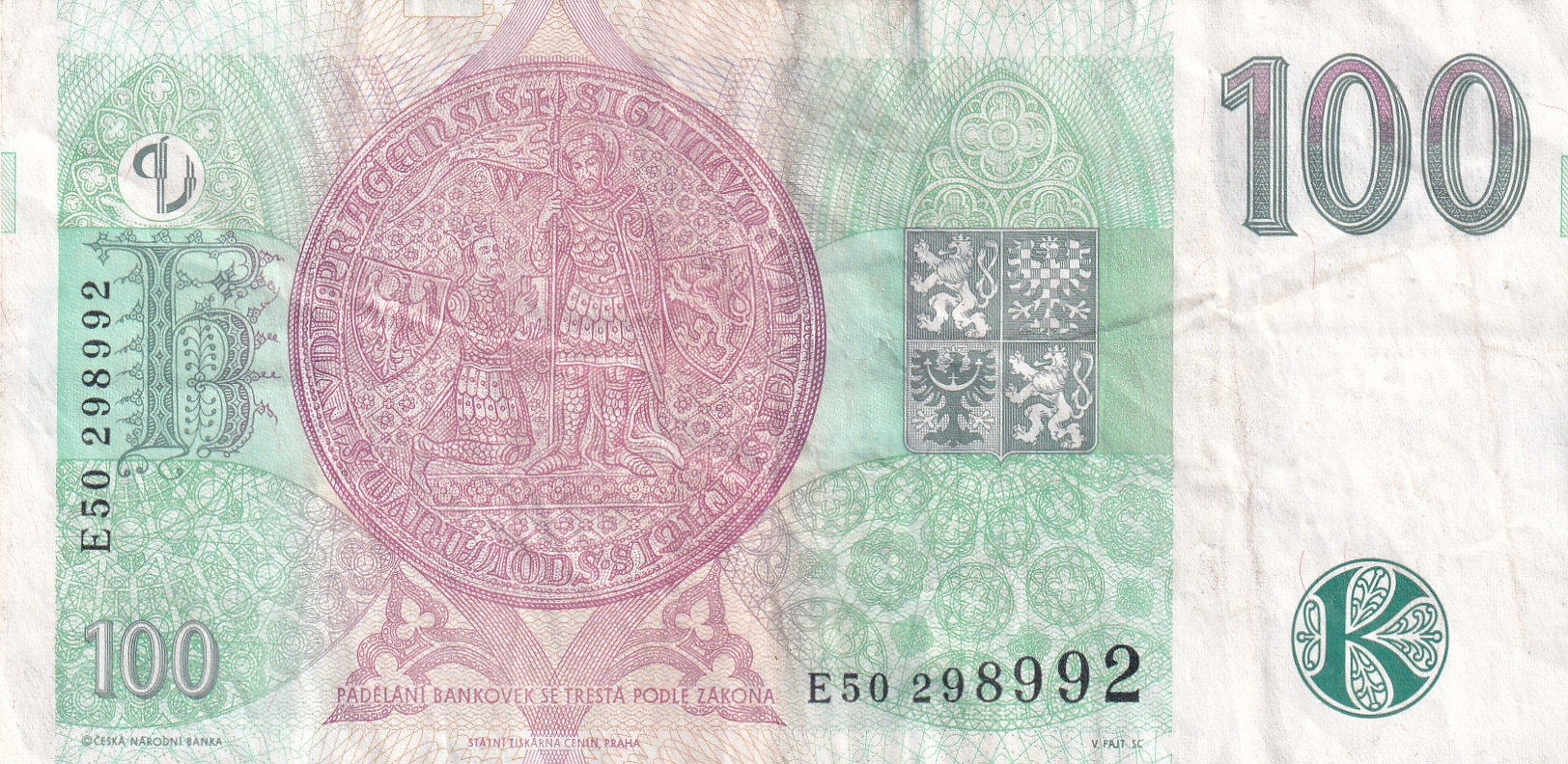 Czech Republic 100 Korun Rare Note #B2