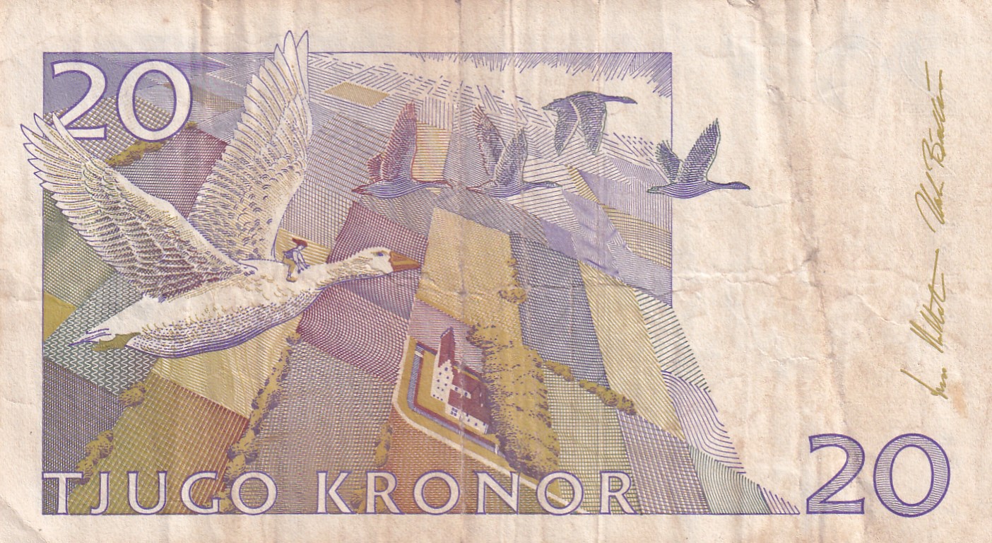 Sweden 20 Kronor small type Rare Note #B2