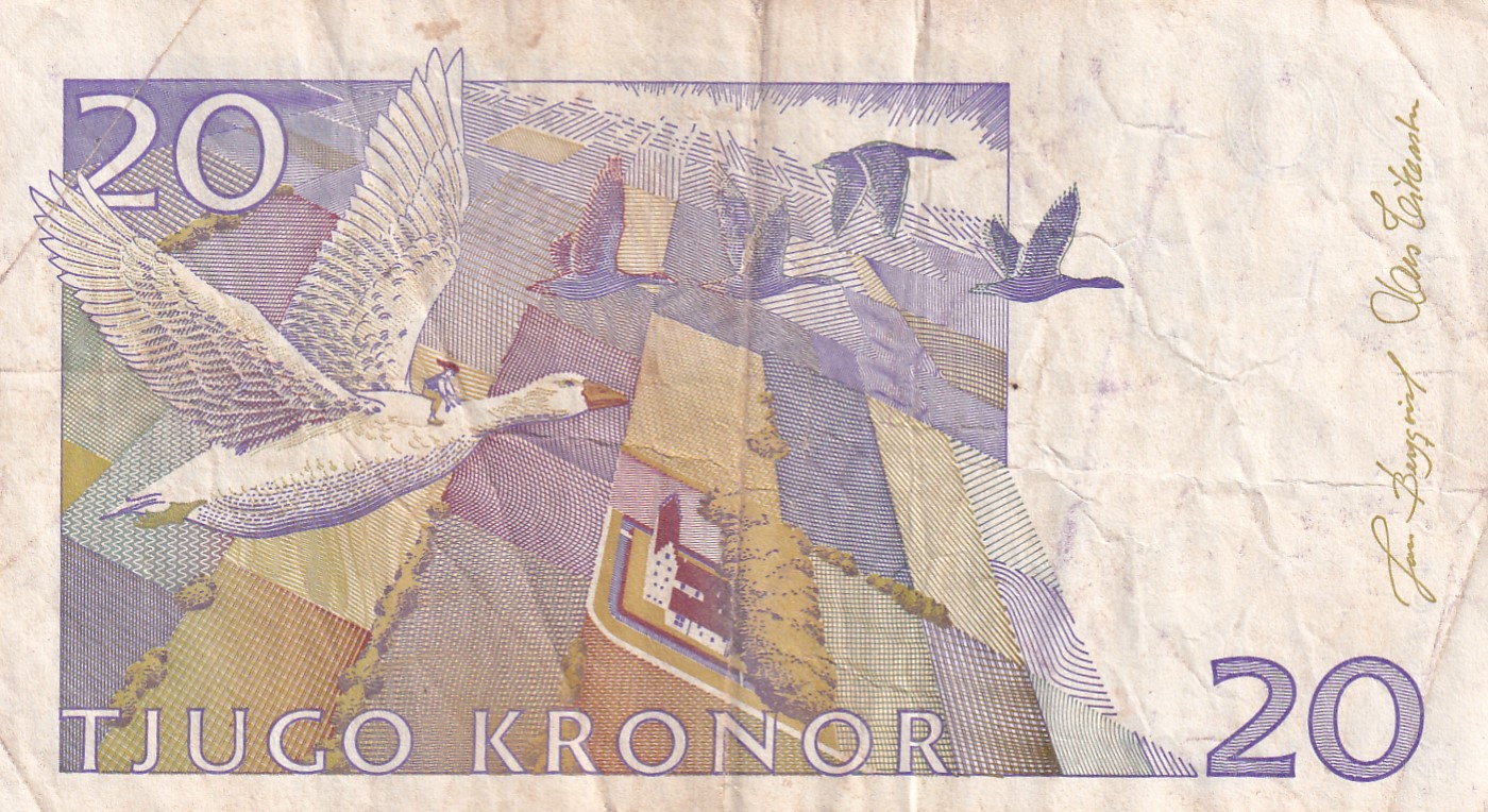 Sweden 20 Kronor small type Rare Note #B2