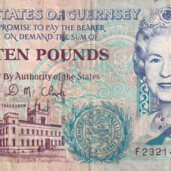 Guernsey 10 Pound Old Issue Rare World Note#B2