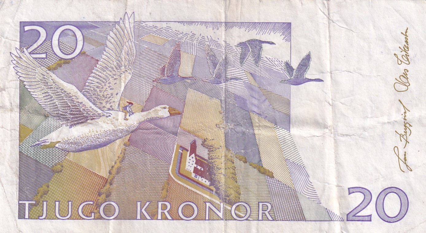 Sweden 20 Kronor small type Rare Note #B2