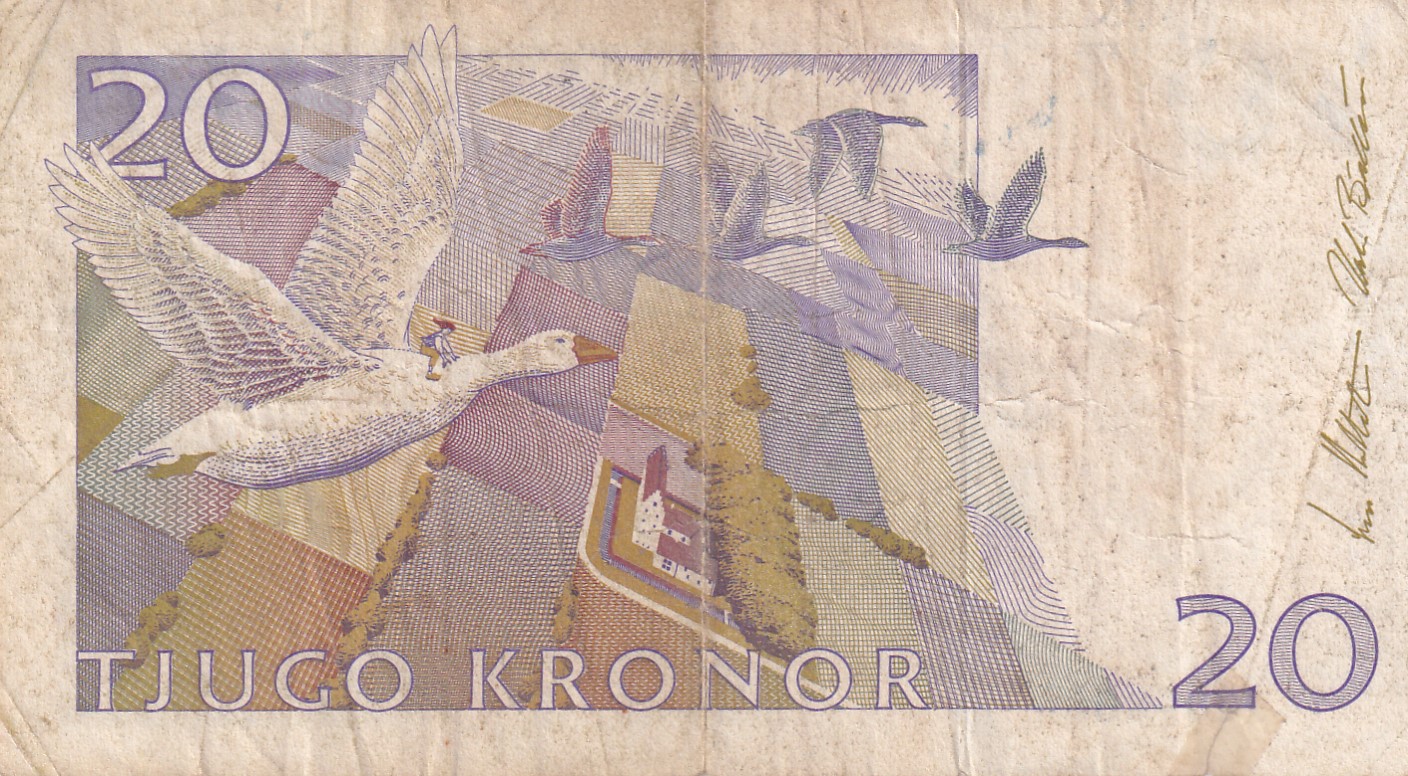 Sweden 20 Kronor small type Rare Note #B2