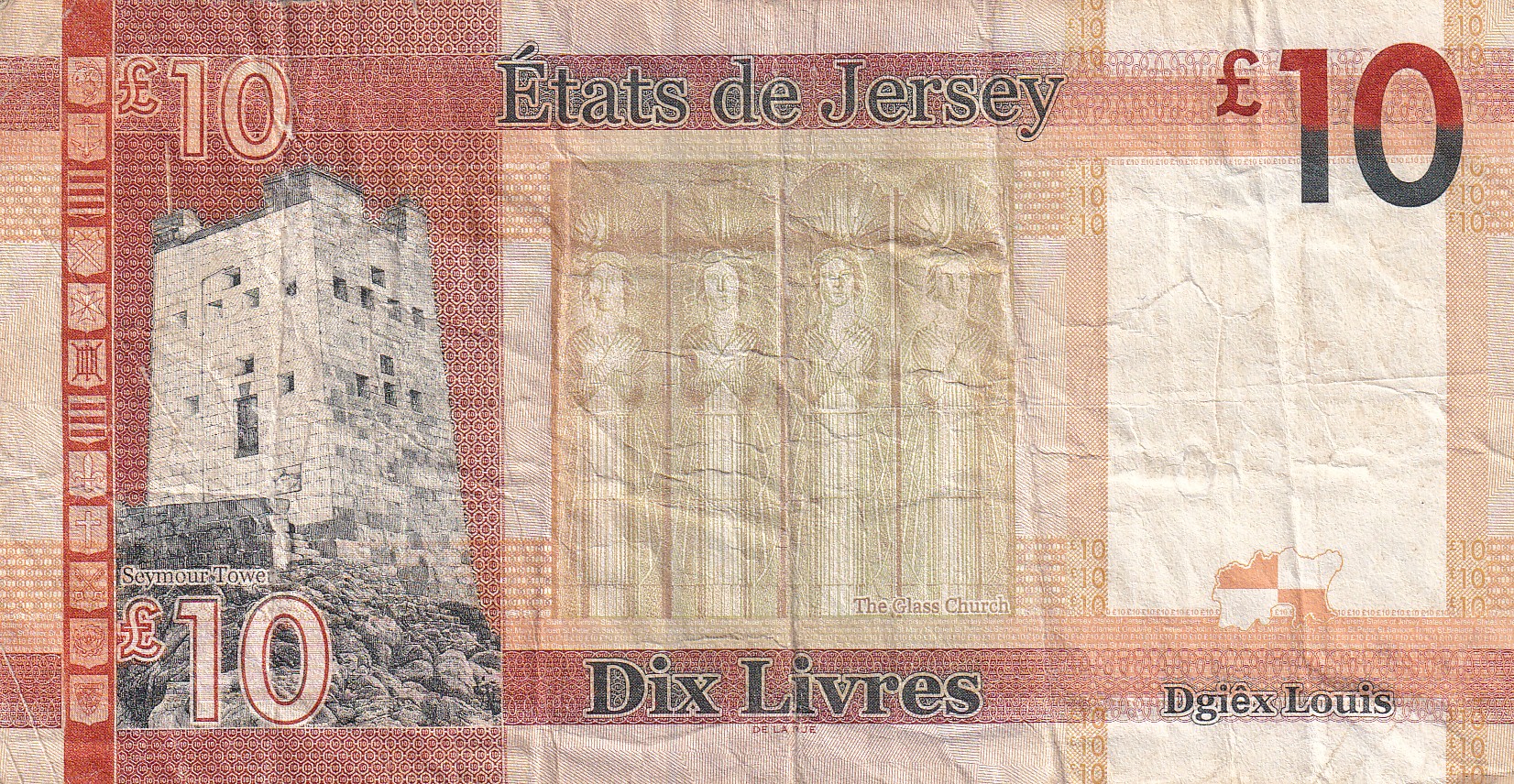 Jersey 10 Pound Old Issue Rare World Note#B2