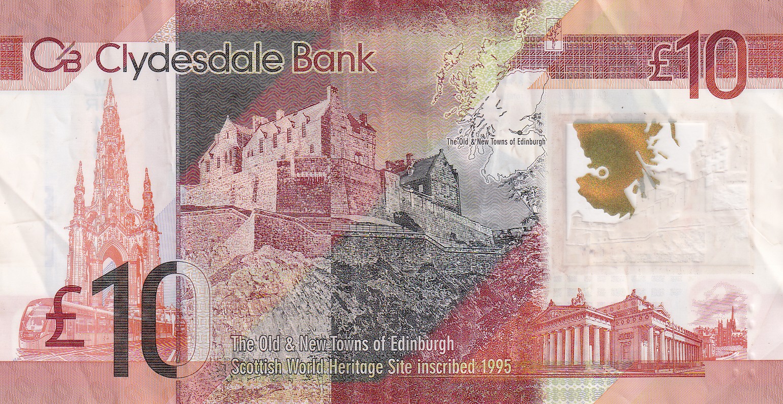 Scotland 10 Pounds (Clydesdale Bank) Rare Polymer World Note#B2