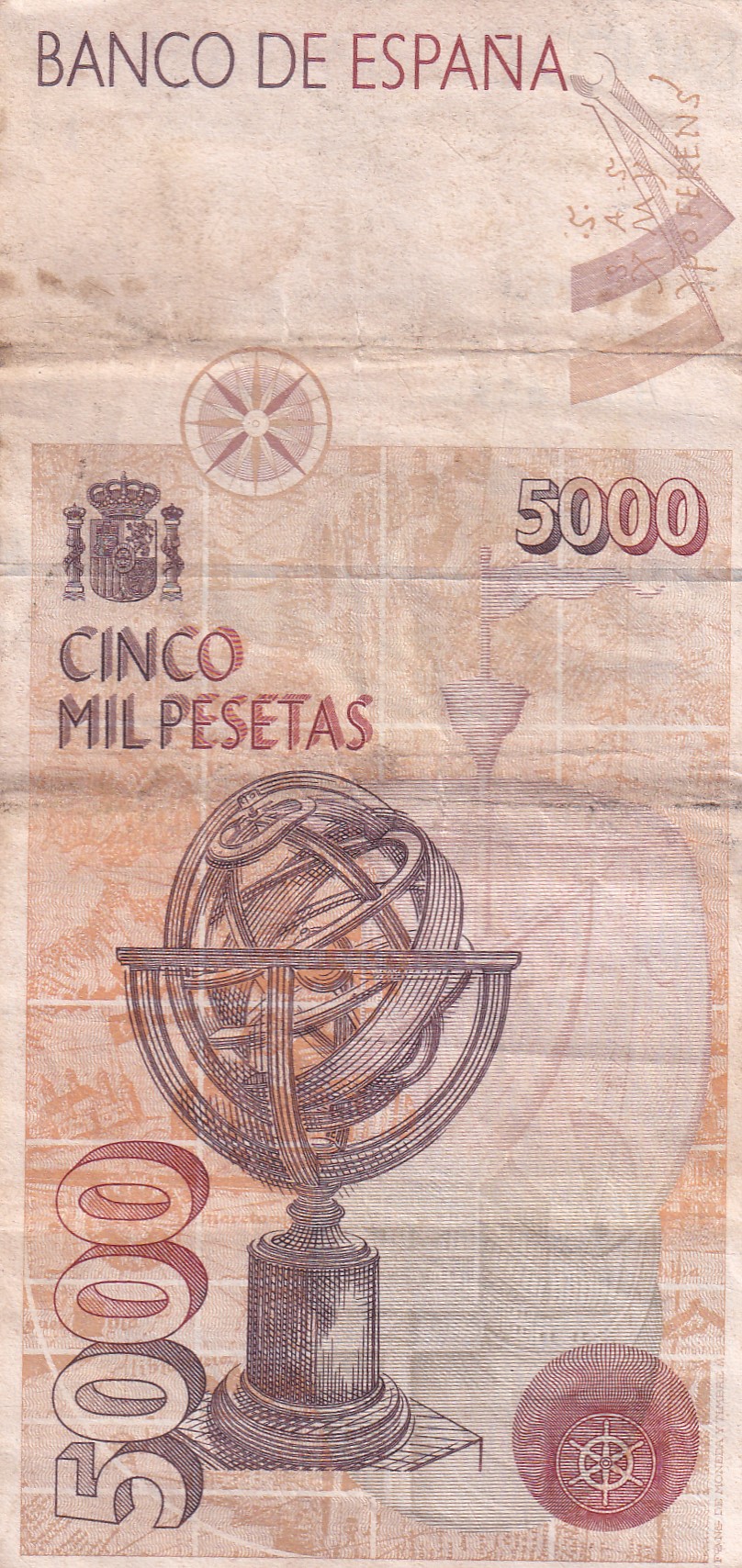 Spain 5000 Pesetas Rare World Note#B2